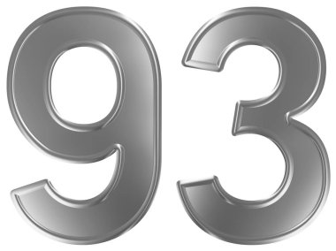Rakamı 93, doksan üç, beyaz arka plan üzerinde 3d render izole