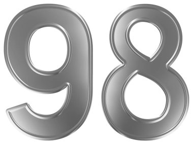 Sayı 98, doksan sekiz, beyaz arka plan üzerinde 3d render izole