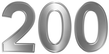 Beyaz arka plan üzerinde 3d render izole rakamı 200, iki yüz,