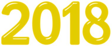 Yazıt 2018 sarı cam veya plastik, izole üzerinde beyaz arka plan, 3d render