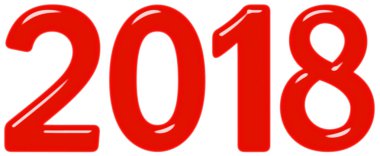 Yazıt 2018 kırmızı cam veya plastik, izole üzerinde beyaz arka plan, 3d render