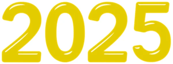 Beschriftung 2025 Aus Gelbem Glas Oder Kunststoff Isoliert Auf Weißem — Stockfoto