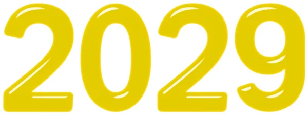 Inschrift 2029 Aus Gelbem Glas Oder Kunststoff Isoliert Auf Weißem — Stockfoto