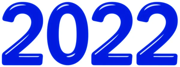 Inscripción 2022 Vidrio Azul Plástico Aislado Sobre Fondo Blanco Render — Foto de Stock