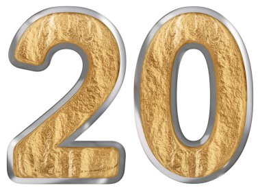 Rakamı 20, yirmi, beyaz arka plan üzerinde 3d render izole