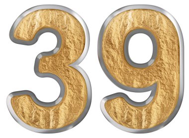 Beyaz arka plan üzerinde 3d render izole rakamı 39, otuz dokuz,