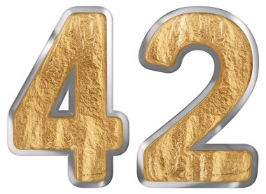 Beyaz arka plan üzerinde 3d render izole rakamı 42, kırk iki,