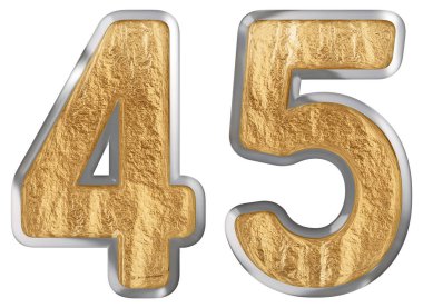 Beyaz arka plan üzerinde 3d render izole rakamı 45, kırk beş,