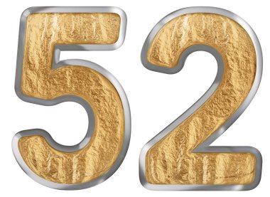 Beyaz arka plan üzerinde 3d render izole rakamı 52, elli iki,