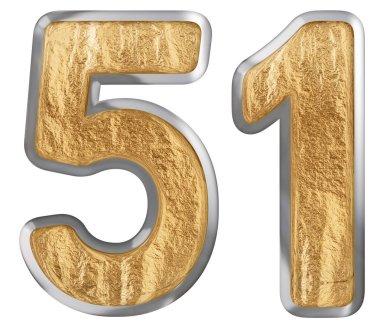 Beyaz arka plan üzerinde 3d render izole rakamı 51, elli bir,