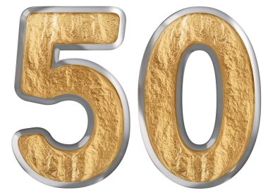 Rakamı 50, elli, beyaz arka plan üzerinde 3d render izole