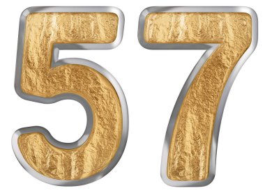 Beyaz arka plan üzerinde 3d render izole rakamı 57, elli yedi,