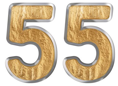 Beyaz arka plan üzerinde 3d render izole rakamı 55, elli beş,