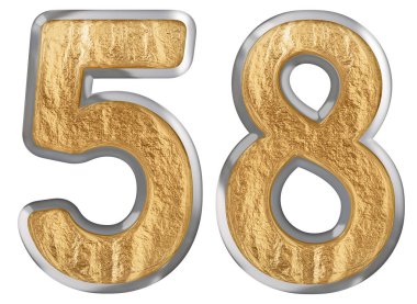 Beyaz arka plan üzerinde 3d render izole rakamı 58, elli sekiz,