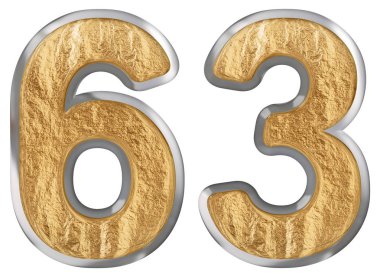 Beyaz arka plan üzerinde 3d render izole rakamı 63, altmış üç,