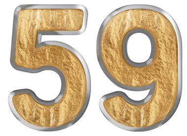 Beyaz arka plan üzerinde 3d render izole rakamı 59, elli dokuz,