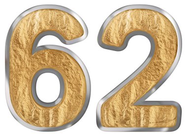 Beyaz arka plan üzerinde 3d render izole rakamı 62, altmış iki,