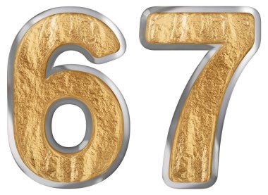 Beyaz arka plan üzerinde 3d render izole rakamı 67, altmış yedi,