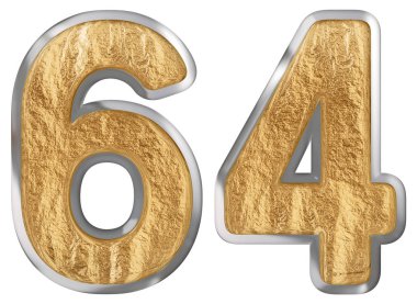 Beyaz arka plan üzerinde 3d render izole rakamı 64, altmış dört,