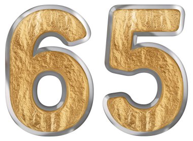 Beyaz arka plan üzerinde 3d render izole rakamı 65, altmış beş,