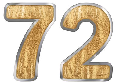 Beyaz arka plan üzerinde 3d render izole rakamı 72, yetmiş iki,