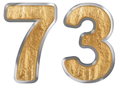 Beyaz arka plan üzerinde 3d render izole rakamı 73, yetmiş üç,