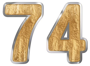 Beyaz arka plan üzerinde 3d render izole rakamı 74, yetmiş dört,