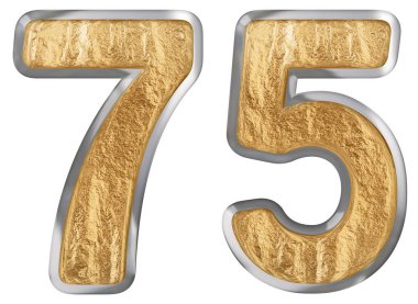 Beyaz arka plan üzerinde 3d render izole rakamı 75, yetmiş beş,