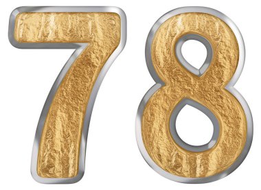 Beyaz arka plan üzerinde 3d render izole rakamı 78, yetmiş sekiz,