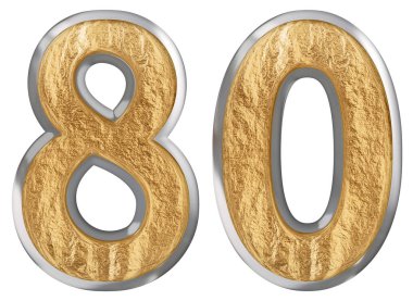 Sayı 80, seksen, beyaz arka plan üzerinde 3d render izole