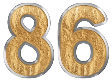 Beyaz arka plan üzerinde 3d render izole rakamı 86, seksen altı,