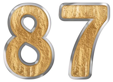Beyaz arka plan üzerinde 3d render izole rakamı 87, seksen yedi,
