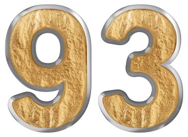 Rakamı 93, doksan üç, beyaz arka plan üzerinde 3d render izole