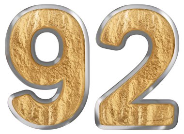 Rakamı 92, doksan iki, beyaz arka plan üzerinde 3d render izole