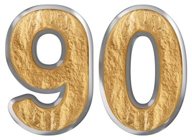 Rakamı 90, 90, beyaz arka plan üzerinde 3d render izole