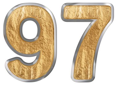 Rakamı beyaz arka plan üzerinde 3d render izole 97, doksan yedi,