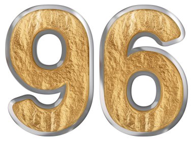 Rakamı beyaz arka plan üzerinde 3d render izole 96, doksan altı,