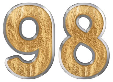 Sayı 98, doksan sekiz, beyaz arka plan üzerinde 3d render izole