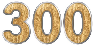 Beyaz arka plan üzerinde 3d render izole rakamı 300, üç yüz,