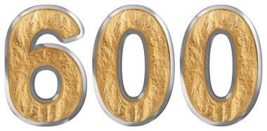 Beyaz arka plan üzerinde 3d render izole rakamı 600, altı yüz,