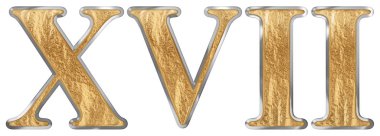 Romen rakamı XVII, septendecim, 17, on yedi, beyaz arka plan üzerinde 3d render izole