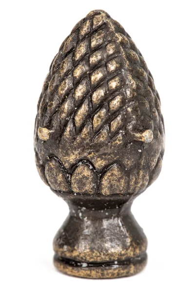 Decorative Element Form Pine Cone Bronze Isolated White Background — Stock Photo, Image