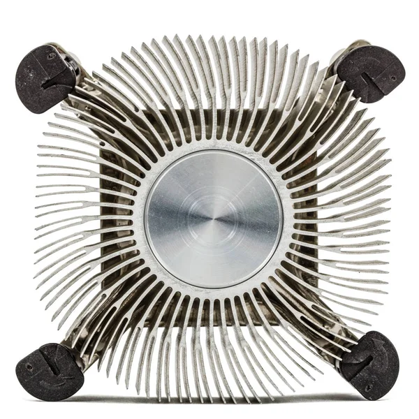 Radiator Din Aluminiu Sau Răcire Procesorului Calculator Izolat Fundal Alb — Fotografie, imagine de stoc