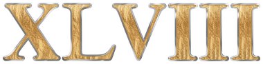 Romen rakamı Xlviii, octo et quadraginta, 48, kırk sekiz, izole beyaz zemin üzerine, 3d render