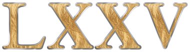 Romen rakamı Lxxv, quinque et septuaginta, 75, yetmiş beş, izole beyaz zemin üzerine, 3d render