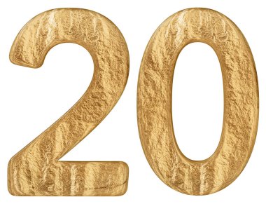 Rakamı 20, yirmi, beyaz arka plan üzerinde 3d render izole