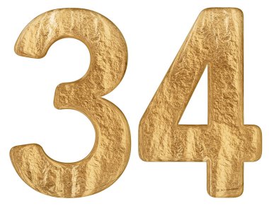 Beyaz arka plan üzerinde 3d render izole rakamı 34, otuz dört,