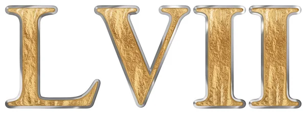 Römische Zahl Lvii Septem Quinquaginta Siebenundfünfzig Isoliert Auf Weißem Hintergrund — Stockfoto