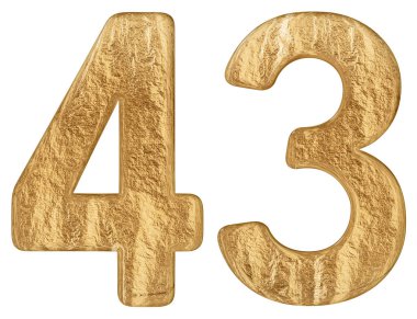Beyaz arka plan üzerinde 3d render izole rakamı 43, kırk üç,