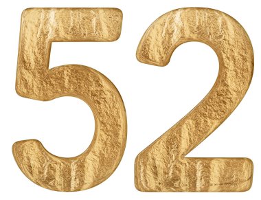 Beyaz arka plan üzerinde 3d render izole rakamı 52, elli iki,